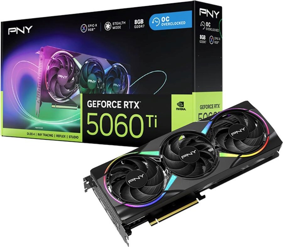PNY VGA Nvidia GeForce RTX 5060 Ti 8GB ARGB Triple Fan OC, RTX 5060 Ti OC, 8GB GDDR7, 3xDP, 1xHDMI