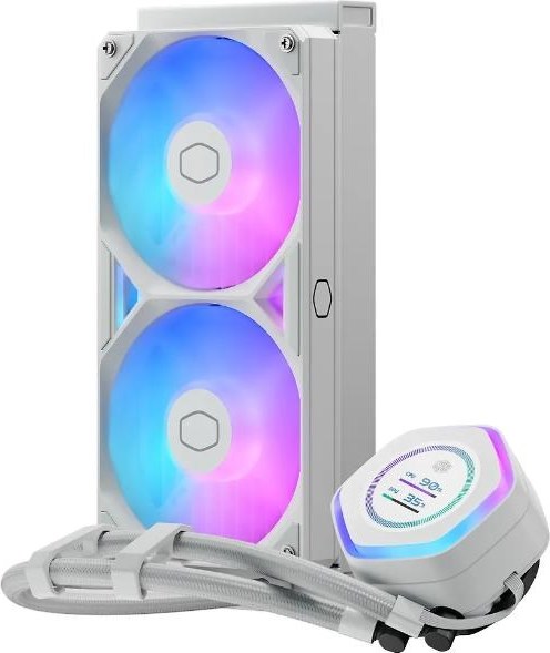 CoolerMaster Cooler Master vodní chladič MasterLiquid Atmos II LCD 240, 2x120mm, LGA1851, AM5, bílá