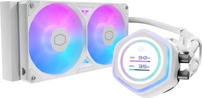 CoolerMaster Cooler Master vodní chladič MasterLiquid Atmos II LCD 240, 2x120mm, LGA1851, AM5, bílá