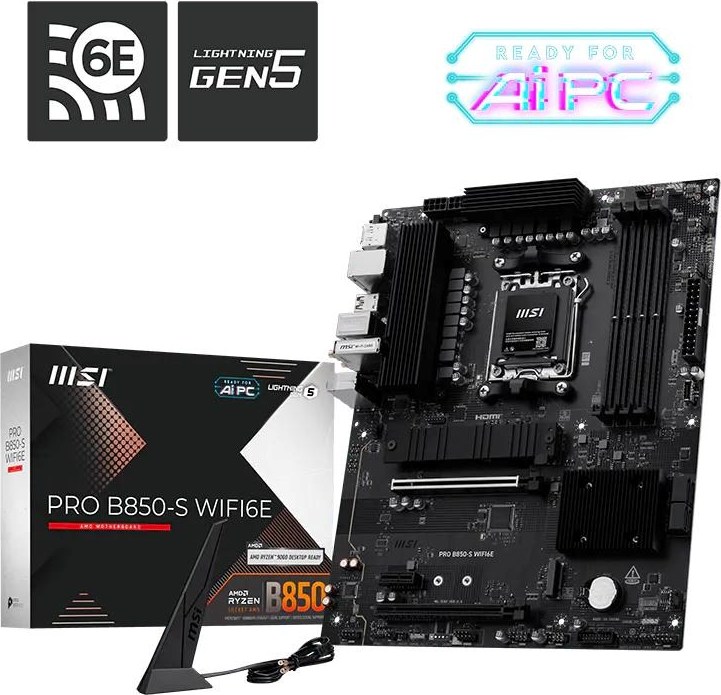 MSI MB Sc AM5 PRO B850-S WIFI6E, AMD B850, 4xDDR5, WiFi, 1xHDMI, 1xDP