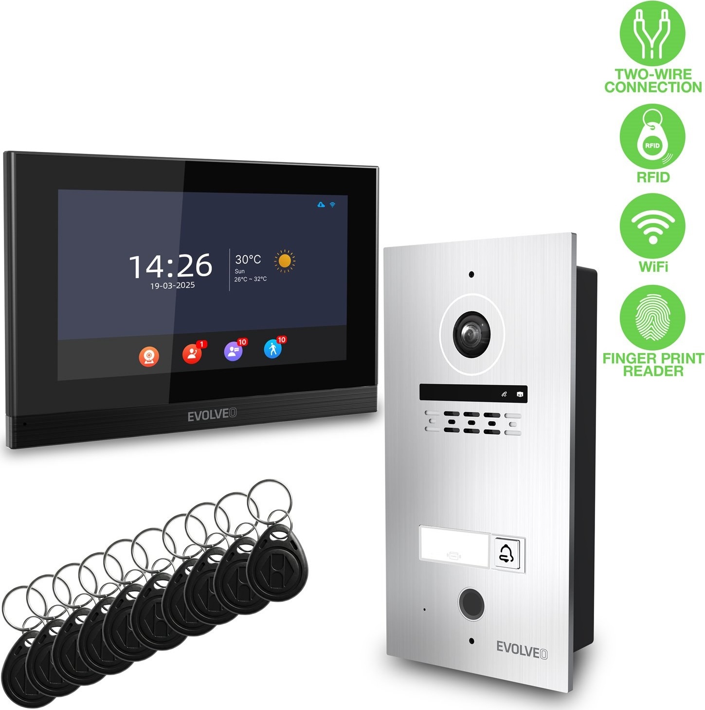 EVOLVEO DoorPhone ID-1, 2drátový videotelefon s RFID, otiskem prstu a podporou ONVIF kamer
