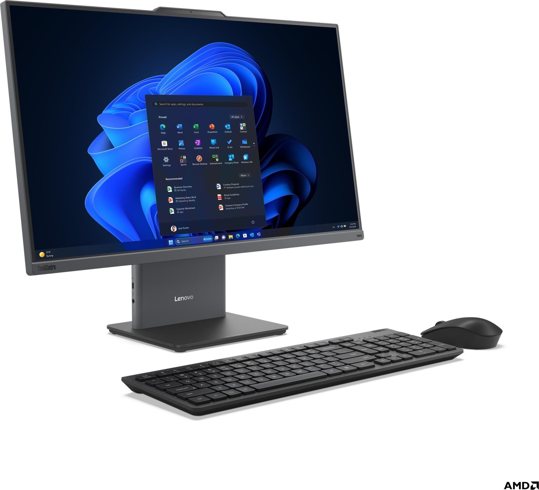 LENOVO PC AiO ThinkCentre neo 55a-24 G6 - Ryzen5 220,23.8" FHD Touch,8GB,256SSD,noDVD,WiFi,BT,W11P