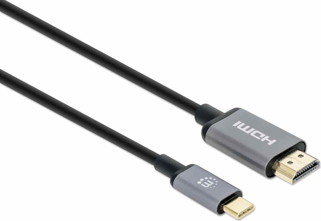 Manhattan kabel USB-C na HDMI, USB-C Male na HDMI Male, 2m, černá