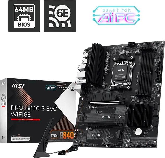 MSI MB Sc AM5 PRO B840-S EVO WIFI6E, AMD B840, 4xDDR5, WiFi, 1xHDMI