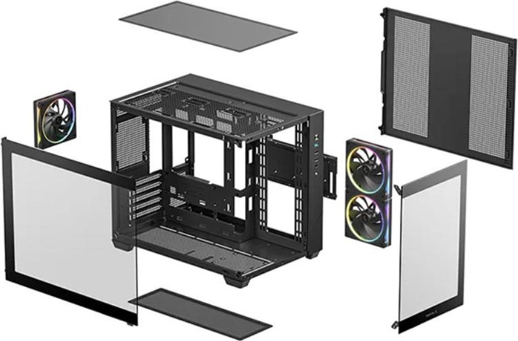 DEEPCOOL Case CG330 3F, mATX, Průhledná bočnice, 3x120mm ARGB Fan, černá