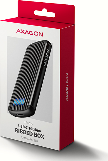 AXAGON EEM2-SC, USB-C 10Gbps externý box pre M.2 NVMe SSD, bezskrutkový, rebrovaný hliník