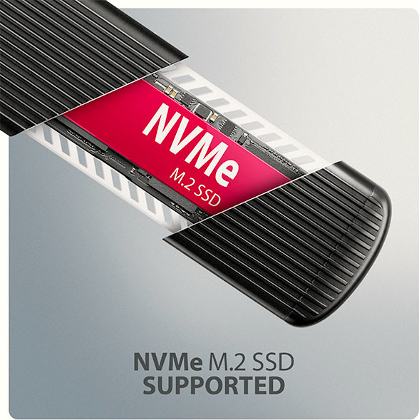 AXAGON EEM2-SC, USB-C 10Gbps externý box pre M.2 NVMe SSD, bezskrutkový, rebrovaný hliník