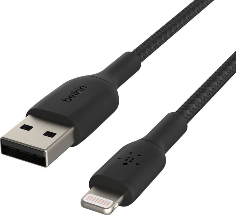 BELKIN kabel oplétaný USB-A - Lightning, 1m, černý