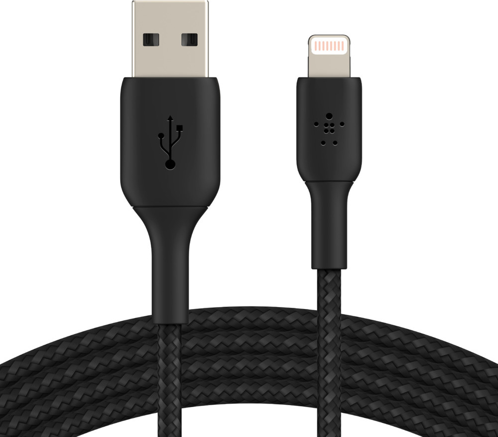 BELKIN kabel oplétaný USB-A - Lightning, 1m, černý