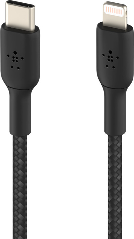 BELKIN kabel oplétaný USB-C - Lightning, 1m, černý