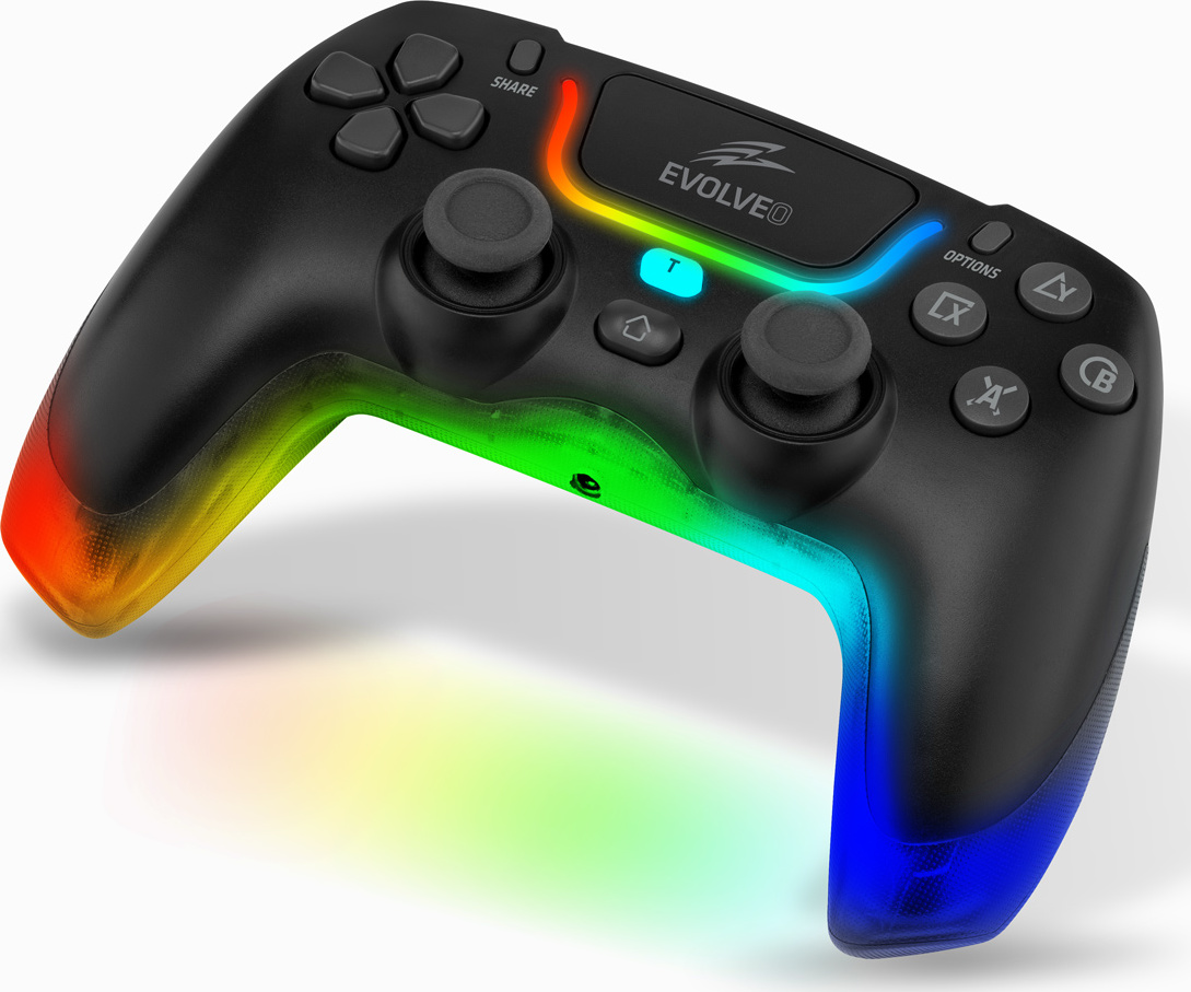 EVOLVEO Ptero2, bezdrátový & drátový gamepad pro PC, PS3/4/5, iOS, Android, Switch, černý