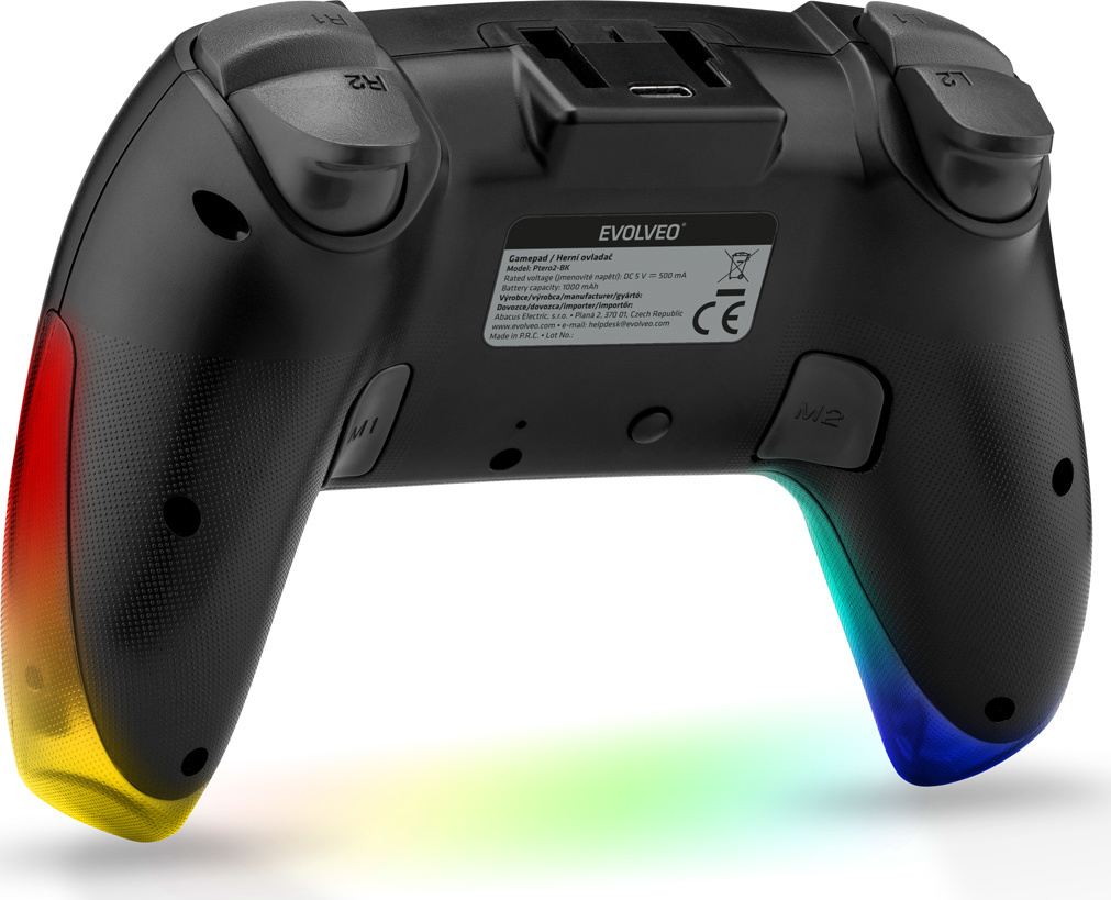 EVOLVEO Ptero2, bezdrátový & drátový gamepad pro PC, PS3/4/5, iOS, Android, Switch, černý