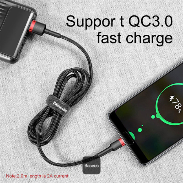 NoName Baseus datový kabel Cafule USB-C 2m 2A červeno-černý