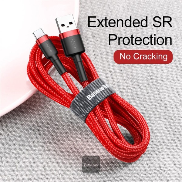 NoName Baseus datový kabel Cafule USB-C 2m 2A červený
