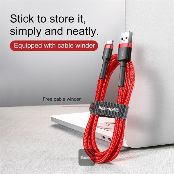 NoName Baseus datový kabel Cafule USB-C 2m 2A červený