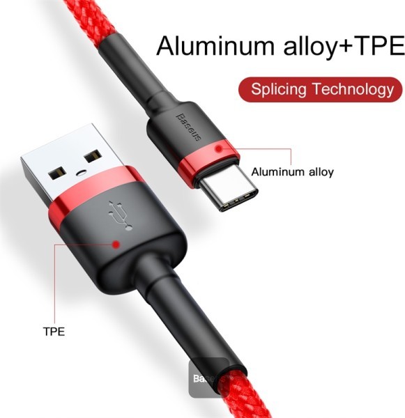 NoName Baseus datový kabel Cafule USB-C 2m 2A červený