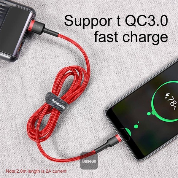 NoName Baseus datový kabel Cafule USB-C 2m 2A červený