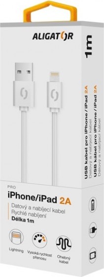 ALIGATOR Datový kabel 2A, Lightning bílý