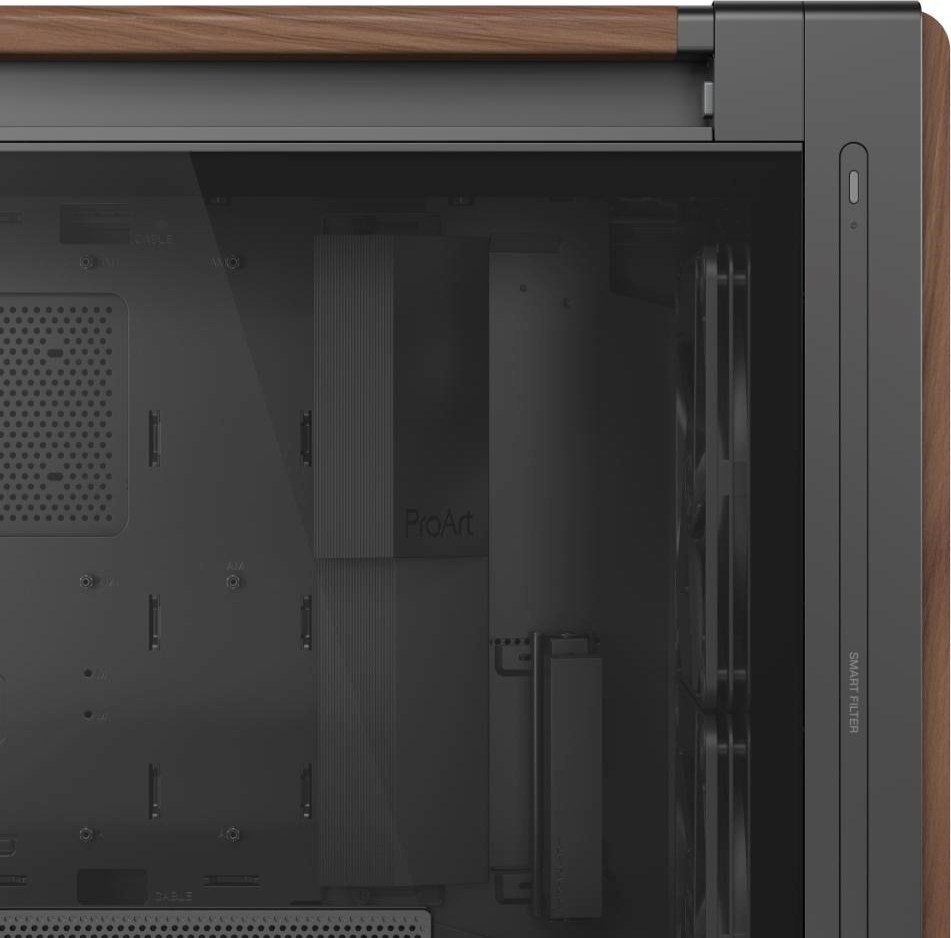 ASUS case PROART PA602 WALNUT WOOD MODERN TG, Mid Tower, průhledná bočnice, černá