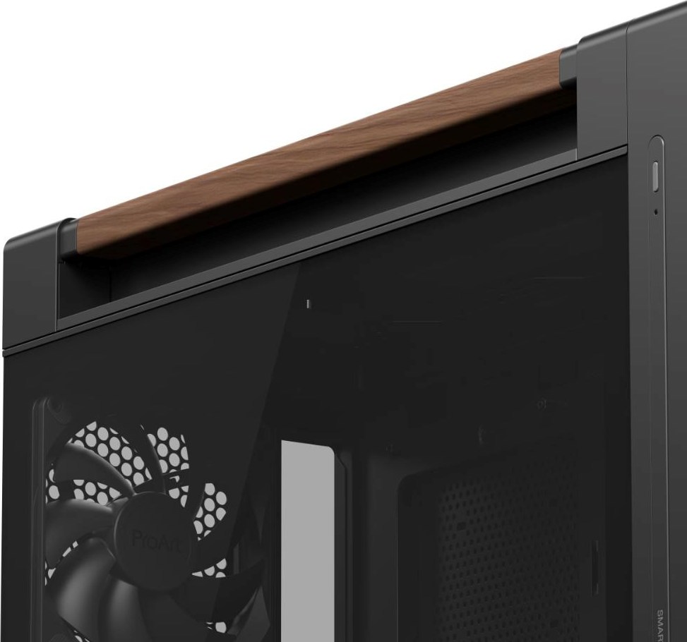 ASUS case PROART PA602 WALNUT WOOD MODERN TG, Mid Tower, průhledná bočnice, černá