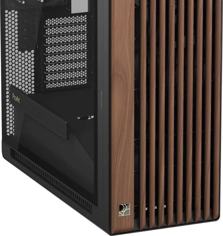 ASUS case PROART PA602 WALNUT WOOD MODERN TG, Mid Tower, průhledná bočnice, černá