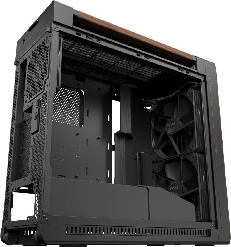 ASUS case PROART PA602 WALNUT WOOD MODERN TG, Mid Tower, průhledná bočnice, černá