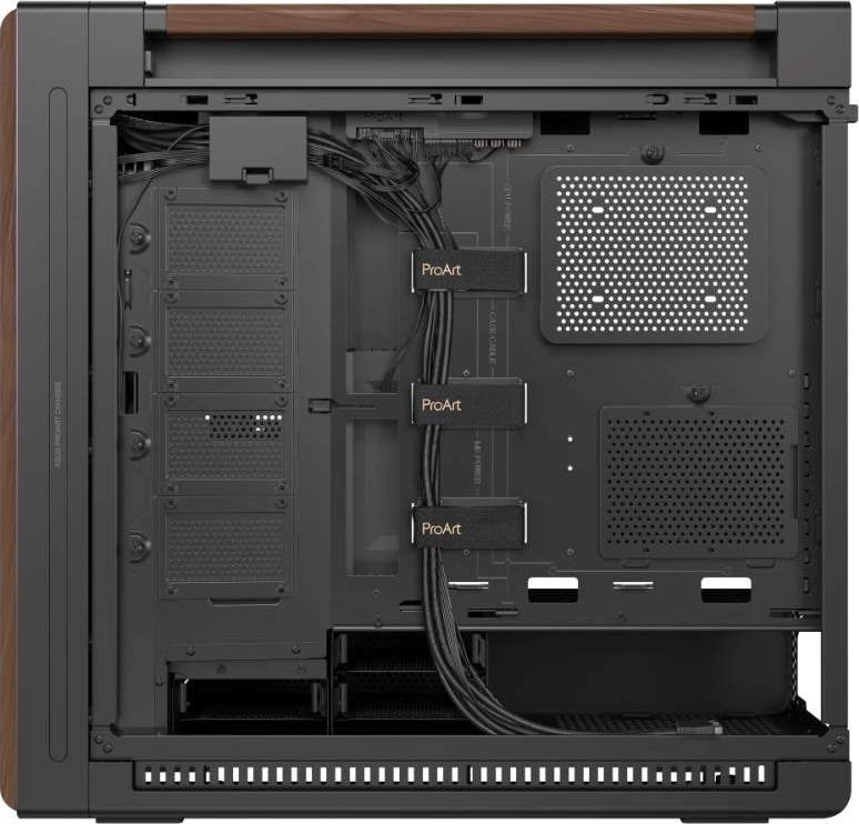 ASUS case PROART PA602 WALNUT WOOD MODERN TG, Mid Tower, průhledná bočnice, černá