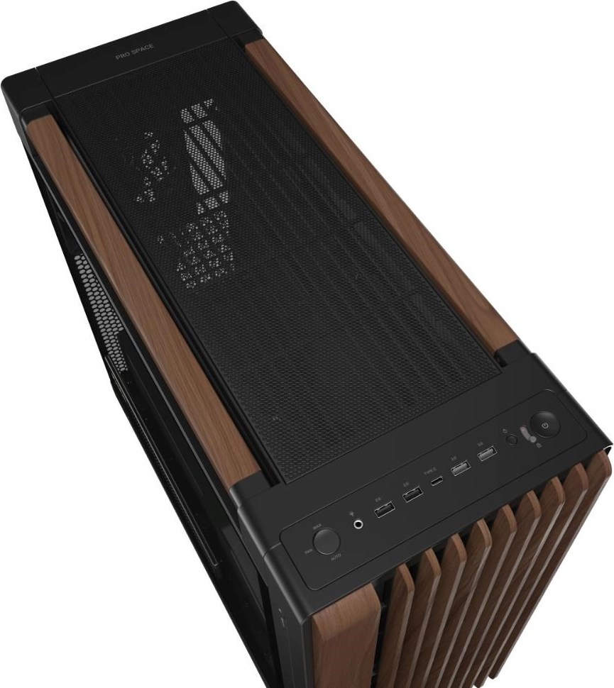 ASUS case PROART PA602 WALNUT WOOD MODERN TG, Mid Tower, průhledná bočnice, černá
