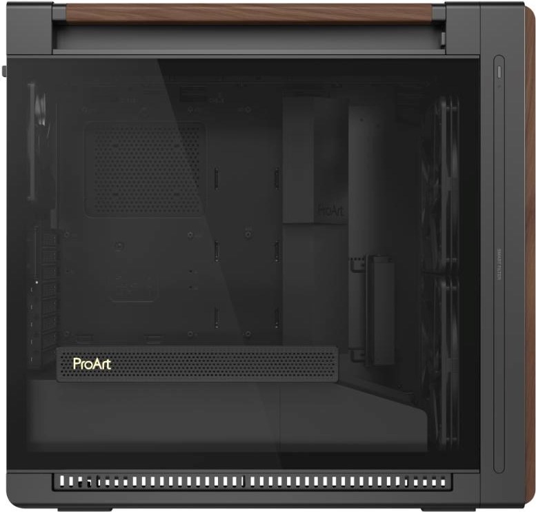 ASUS case PROART PA602 WALNUT WOOD MODERN TG, Mid Tower, průhledná bočnice, černá