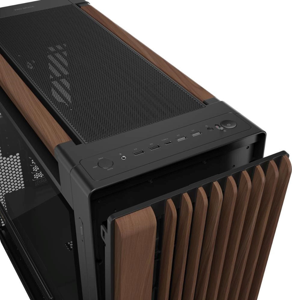 ASUS case PROART PA602 WALNUT WOOD MODERN TG, Mid Tower, průhledná bočnice, černá