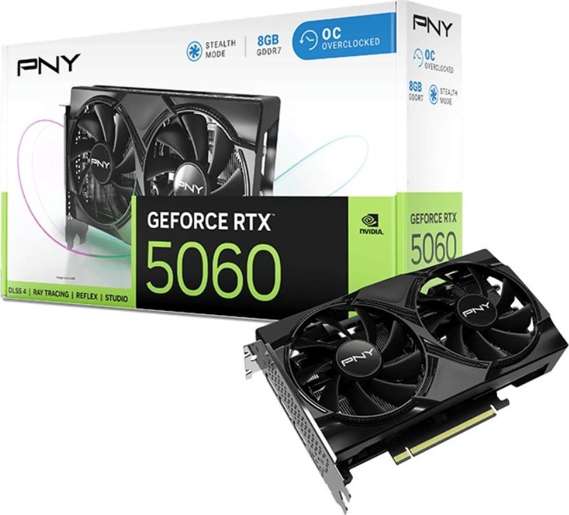 PNY VGA Nvidia GeForce RTX 5060 8GB Dual Fan, RTX 5060, 8GB GDDR7, 3xDP, 1xHDMI