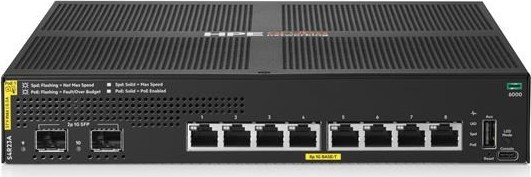 Hewlett Packard Enterprise HPE Aruba Networking CX 6000 8p 10M/100M/1G Class4 PoE 2p SFP 1G 67W Switch