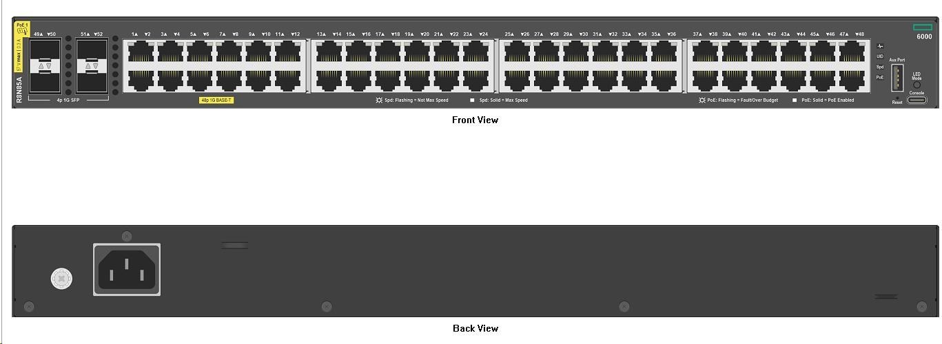 Hewlett Packard Enterprise HPE Aruba Networking CX 6000 8p 10M/100M/1G 2p SFP 1G Switch