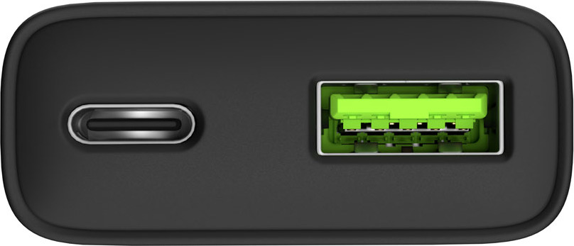 Univerzální USB nabíječka Natec RIBERA GaN SLIM, 20 W, 1X USB-A + 1X USB-C, Černá
