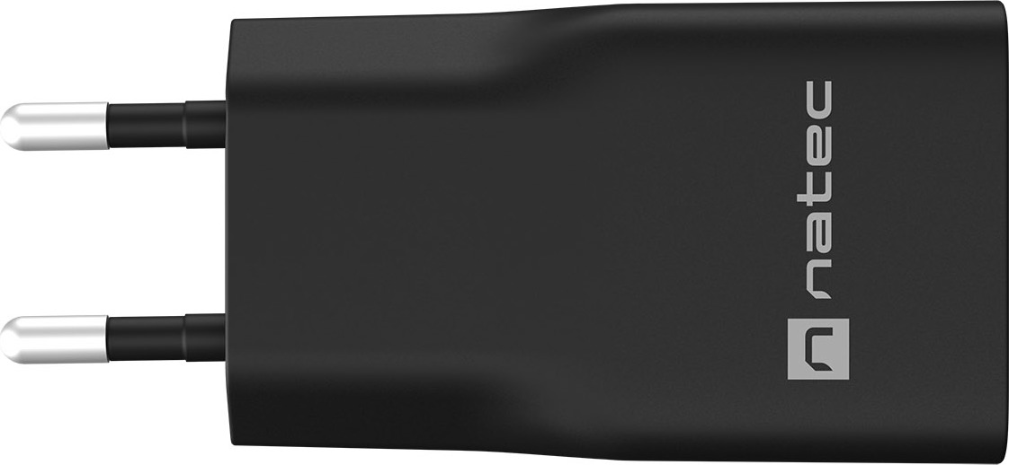Univerzální USB nabíječka Natec RIBERA GaN SLIM, 20 W, 1X USB-A + 1X USB-C, Černá