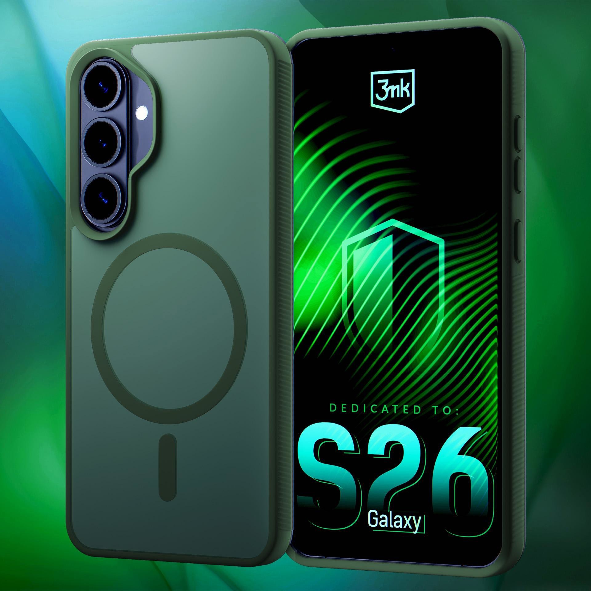 3mk ochranný kryt Smoke MagCase Green pro Samsung Galaxy S26+