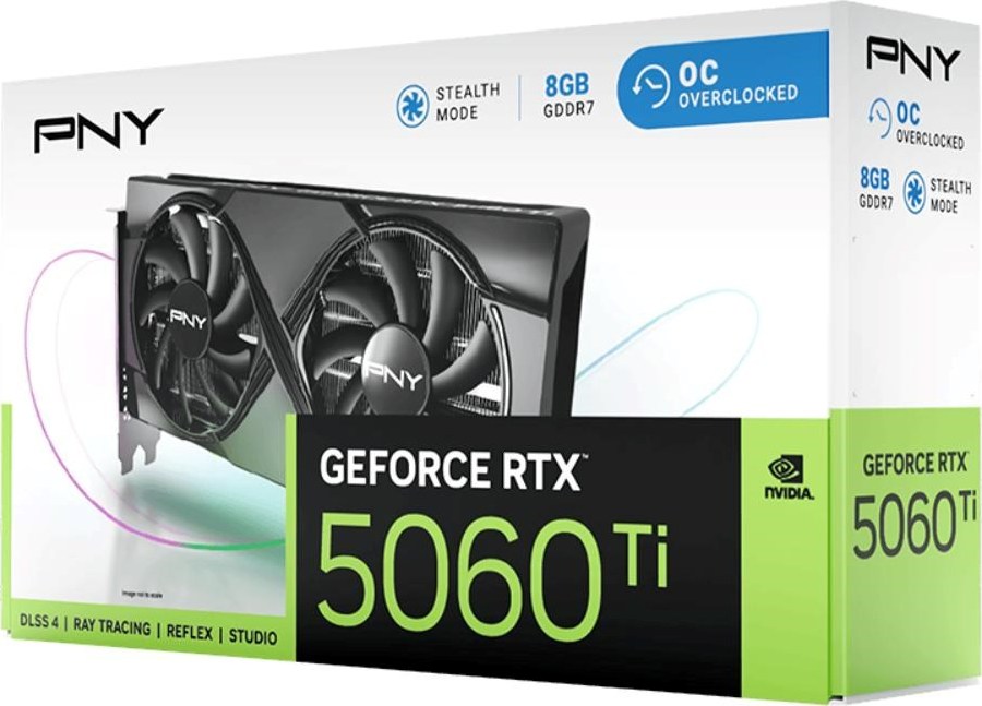 PNY VGA Nvidia GeForce RTX 5060 Ti 8GB Dual Fan OC, RTX 5060 Ti OC, 8GB GDDR7, 3xDP, 1xHDMI