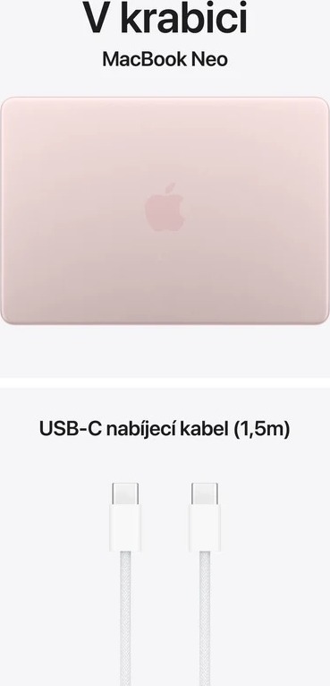 Apple MacBook Neo 13'' A18 Pro chip with 6-core CPU and 5-core GPU, 8GB, 512GB SSD, Touch ID - Blush