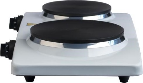Orava VP-91 W elektrický vařič, 1500 W, regulace teploty, 2 plotýnky, manuální ovládání, průměr 185 a 155 mm, bílá