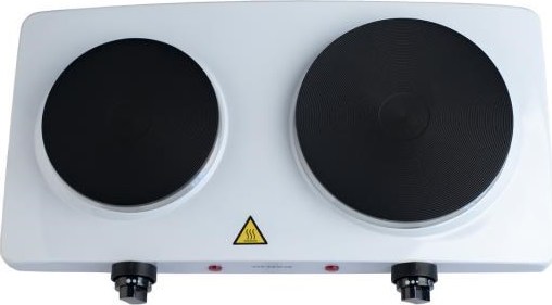 Orava VP-91 W elektrický vařič, 1500 W, regulace teploty, 2 plotýnky, manuální ovládání, průměr 185 a 155 mm, bílá