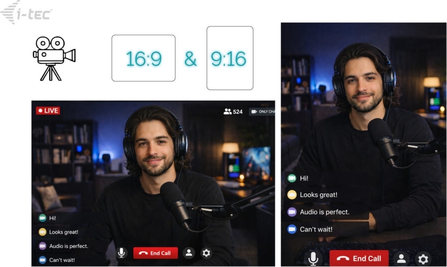 i-tec SOLOMON 700 STREAM 4K Webcam s LED osvětlením