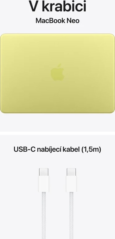 Apple MacBook Neo 13'' A18 Pro chip with 6-core CPU and 5-core GPU, 8GB, 512GB SSD, Touch ID - Citrus