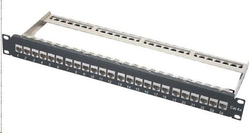 XtendLan Patch panel, 19'', 24 portů, vyjmutelné keystone, Cat6a, stíněný