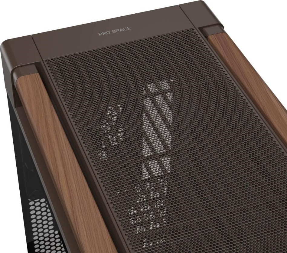 ASUS case PROART PA602 WALNUT WOOD RETRO TG, Mid Tower, průhledná bočnice, hnědá
