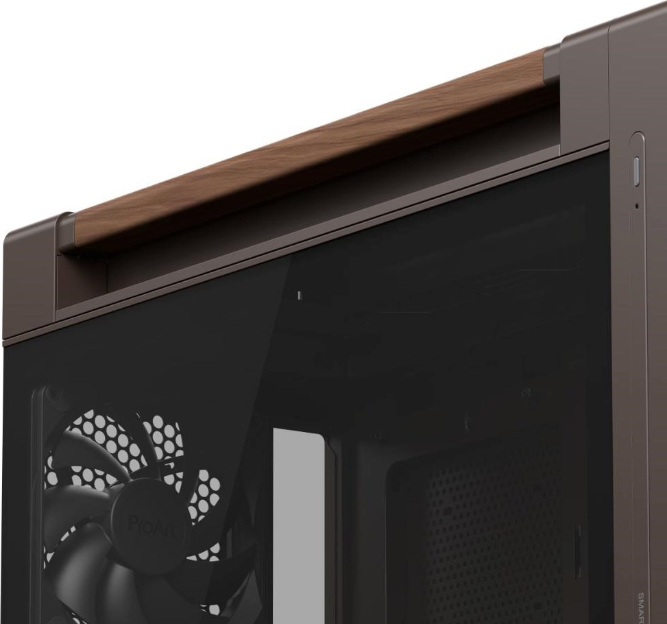 ASUS case PROART PA602 WALNUT WOOD RETRO TG, Mid Tower, průhledná bočnice, hnědá