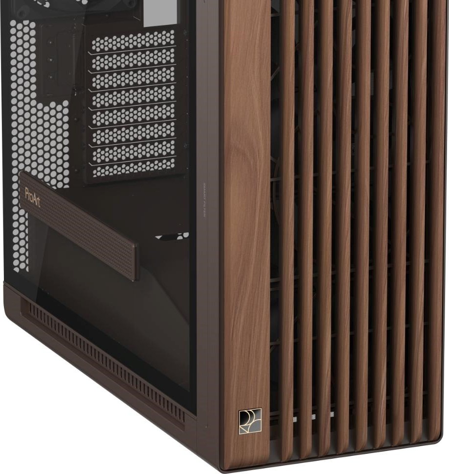 ASUS case PROART PA602 WALNUT WOOD RETRO TG, Mid Tower, průhledná bočnice, hnědá
