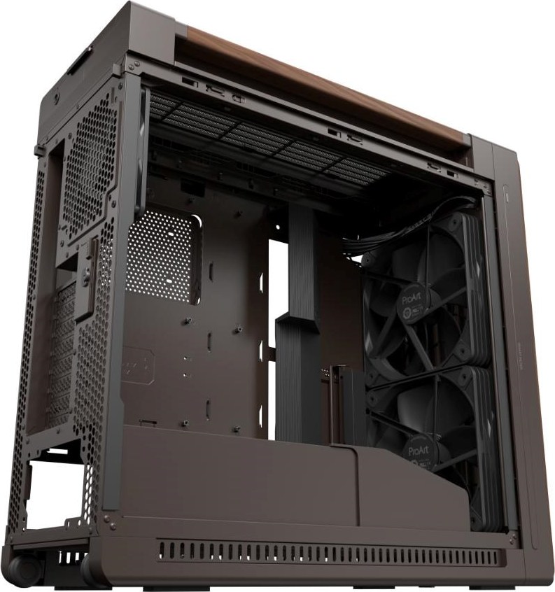 ASUS case PROART PA602 WALNUT WOOD RETRO TG, Mid Tower, průhledná bočnice, hnědá