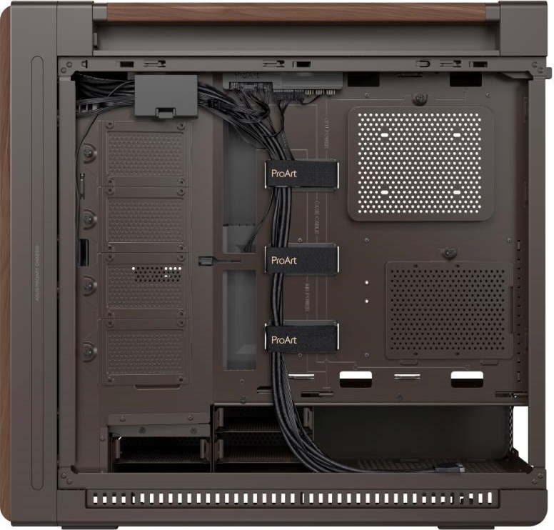 ASUS case PROART PA602 WALNUT WOOD RETRO TG, Mid Tower, průhledná bočnice, hnědá