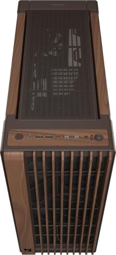 ASUS case PROART PA602 WALNUT WOOD RETRO TG, Mid Tower, průhledná bočnice, hnědá