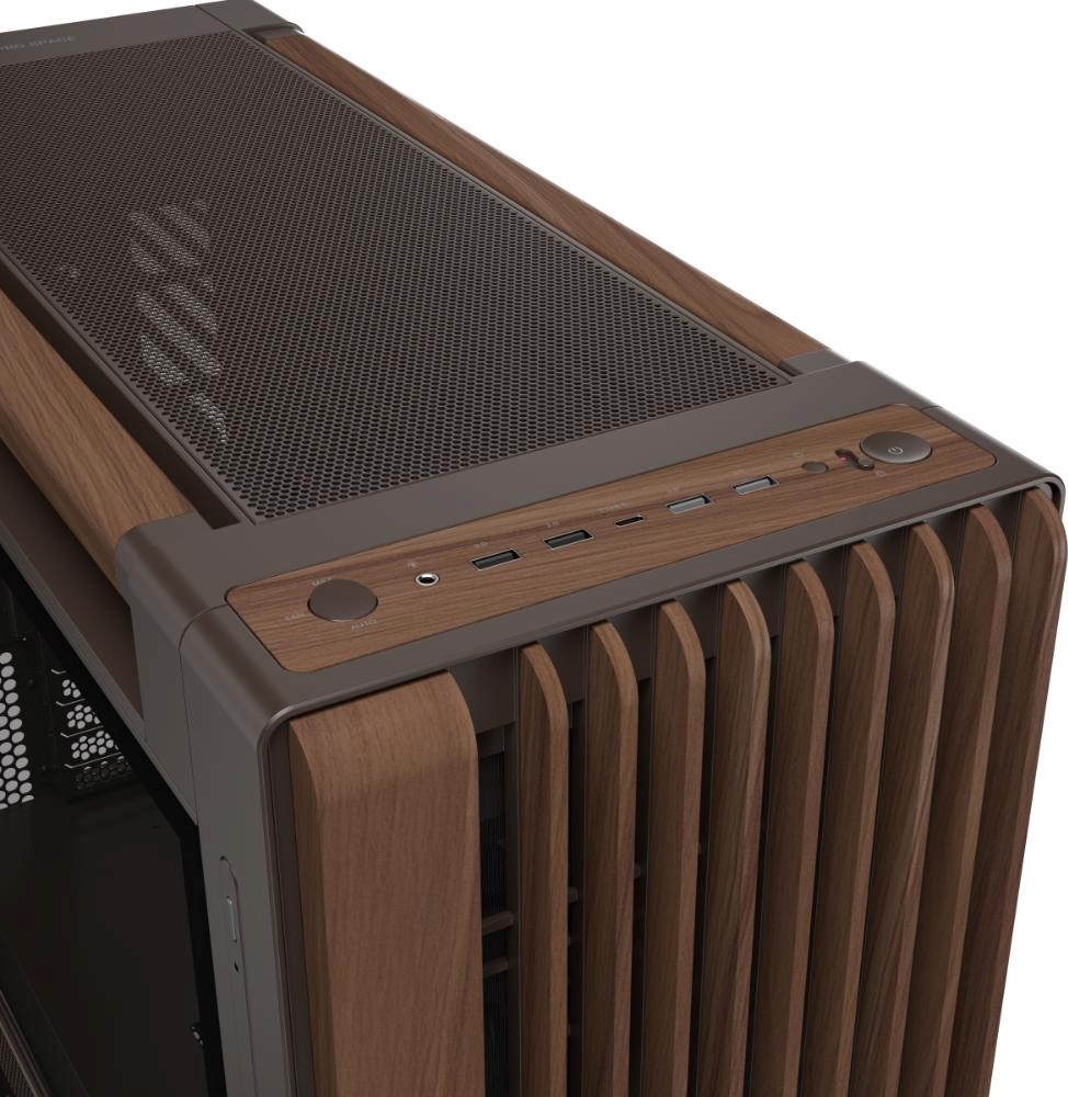 ASUS case PROART PA602 WALNUT WOOD RETRO TG, Mid Tower, průhledná bočnice, hnědá